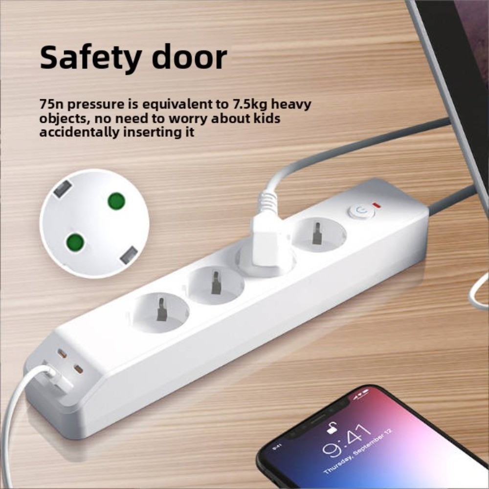 Support Pan European-Power Strip Multi-Outlet Power Strip 4-Way 2 USB-A  - 2 USB-C