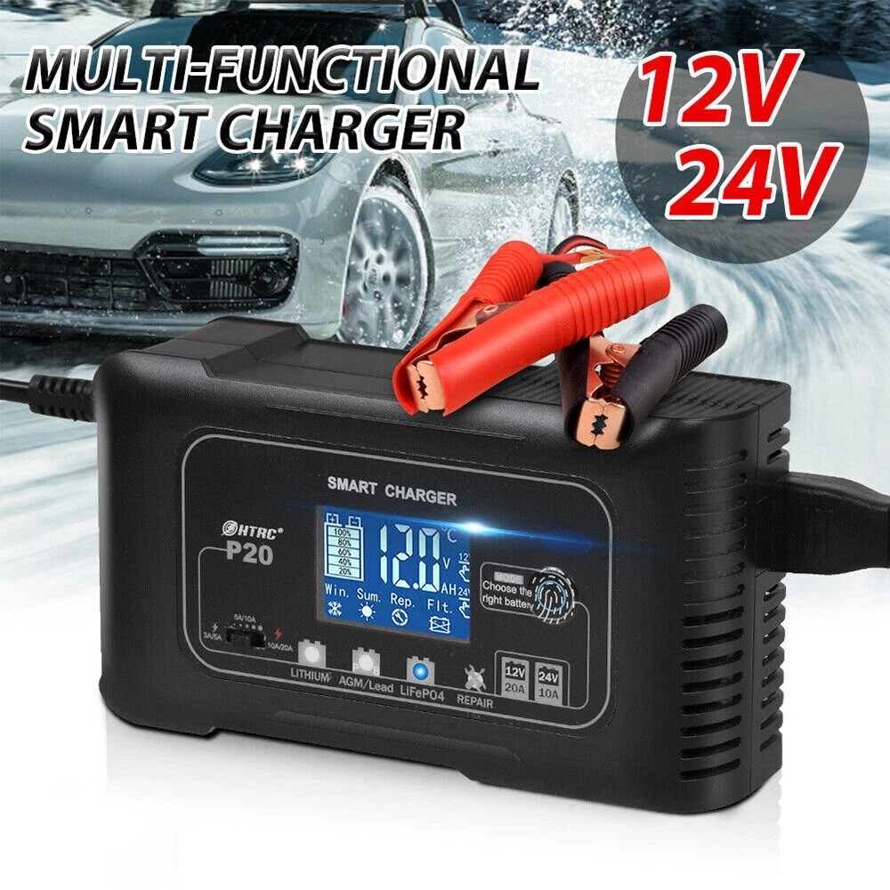 Support Pan European-Car Intelligent Battery Charger Automotive Lithium LiFePO4 AGM GEL 12-24V     20A-10A