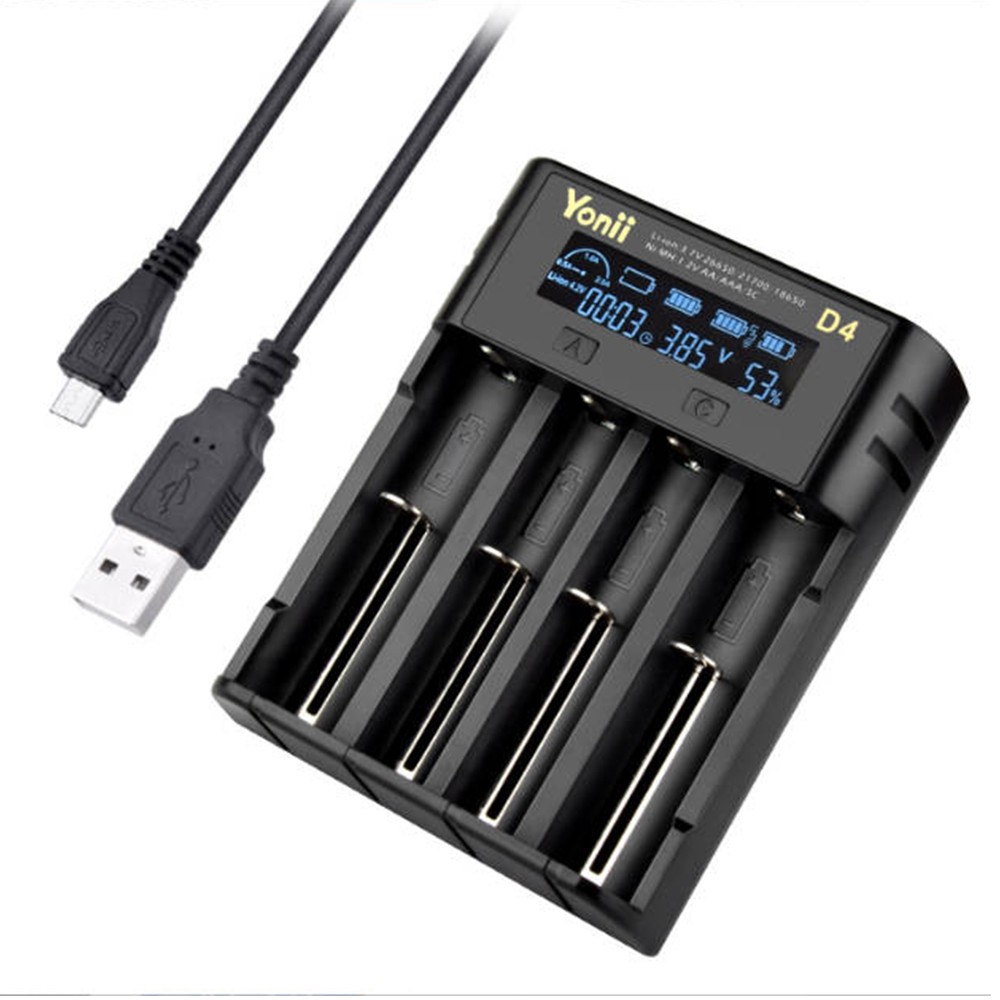 Support Pan European：YONII 4 Slots USB LCD Battery Charger For NiMH Li-ion SC/F6 AA AAA Battery 2025