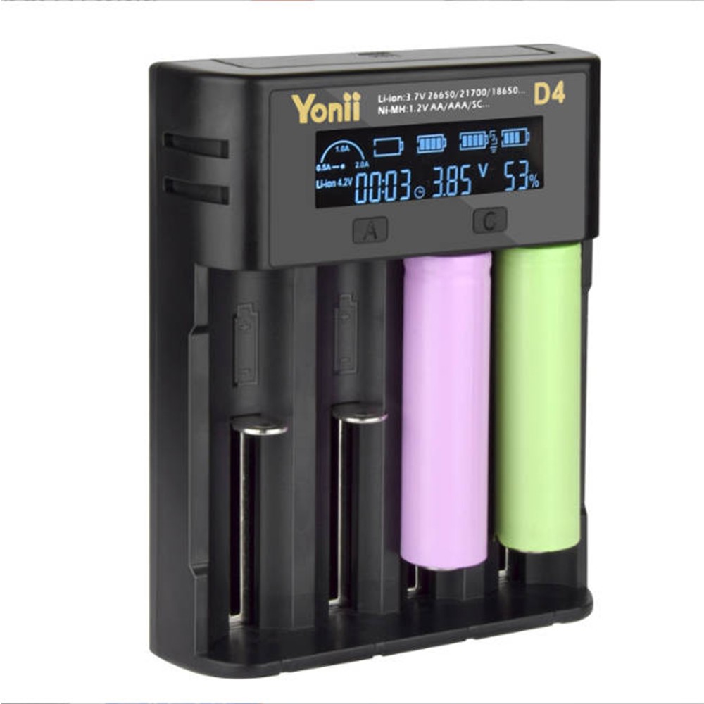 Support Pan European：YONII 4 Slots USB LCD Battery Charger For NiMH Li-ion SC/F6 AA AAA Battery 2025