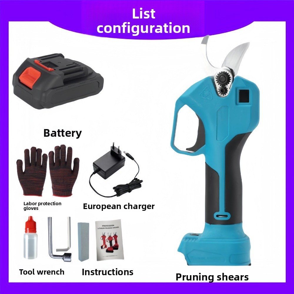 Support Pan European：Battery-Powered Hedge Trimmer 30mm Garden Shear Tree Shear Shrub Shears - 1 Battery Charger
