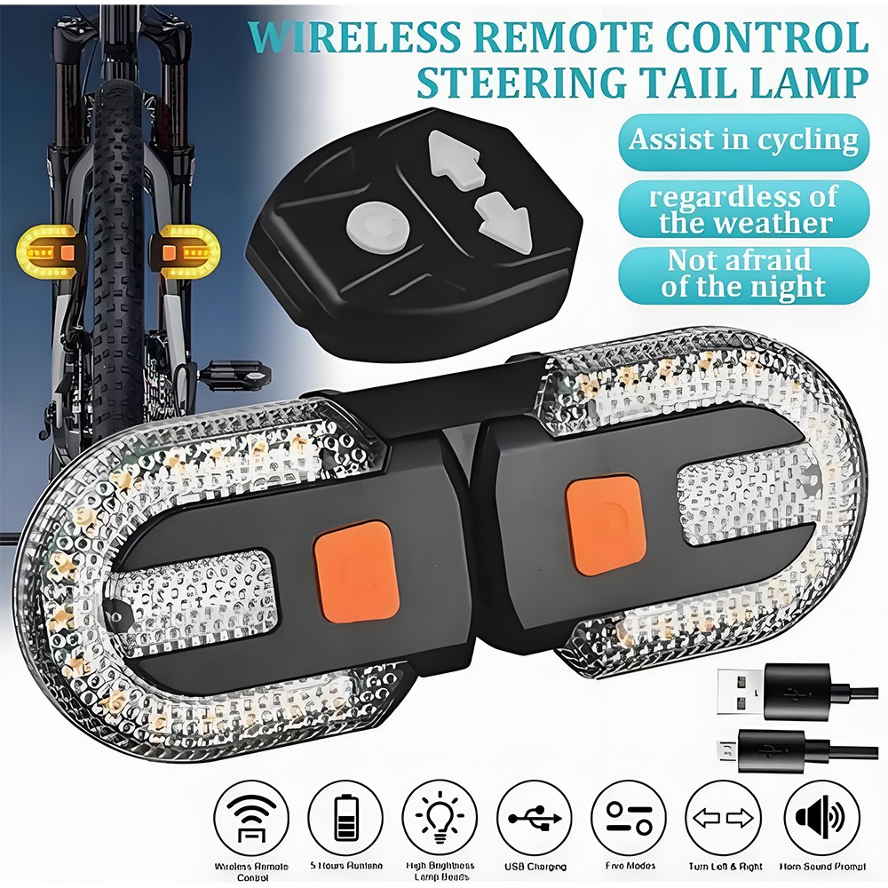 Support Pan European：Bike Turn Signals LED Bicycle Rear Signal Light With... 3