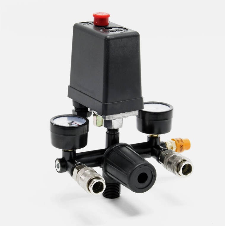 Support Pan European：Pressure Regulator With Pressure Switch For Compressor 2 Gauges Safety Valve DE