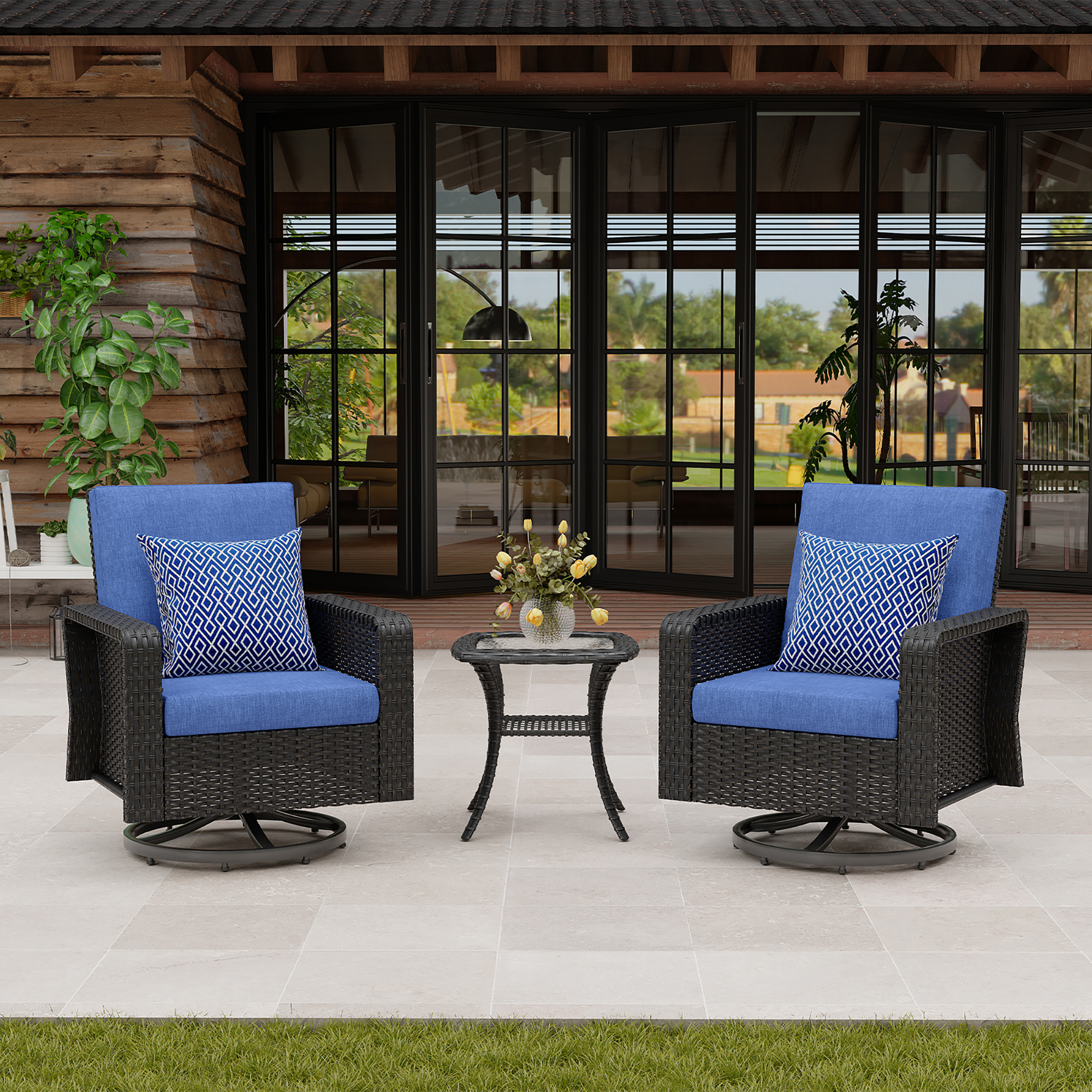 TL Two Swivel Chairs    A Side Table - Image 1
