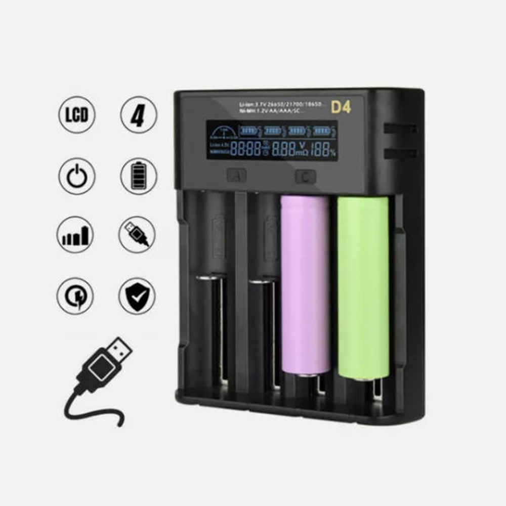 Support Pan European：YONII 4 Slots USB LCD Battery Charger For NiMH Li-ion SC/F6 AA AAA Battery 2025