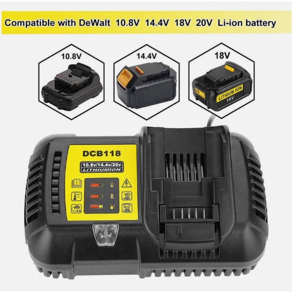 Support Pan European：For DeWalt DCB118 10.8V 14.4V 18V 20V Li-Ion DCB183 DCB182 Battery Fast Charger