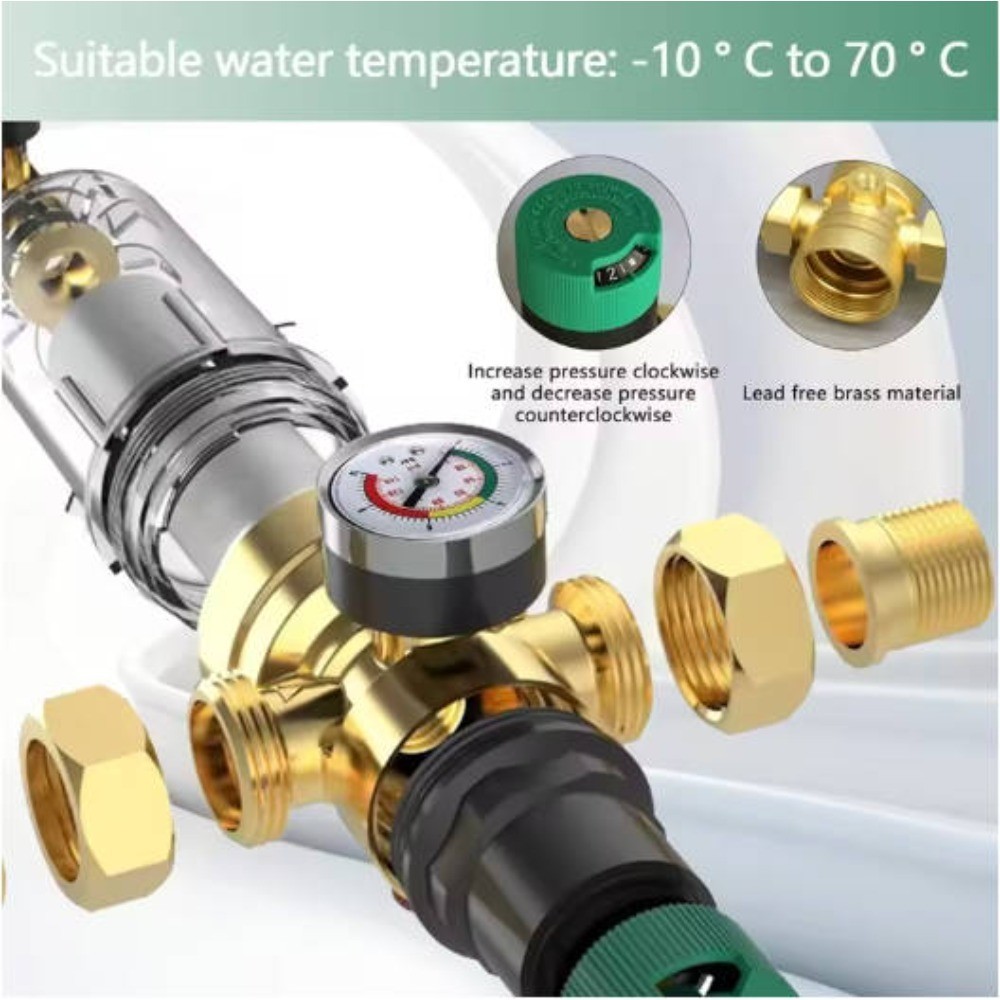 Support Pan European：Water Pressure Reducer 3/4'' DN20 With Manometer Water Pressure Reducer + Filter
