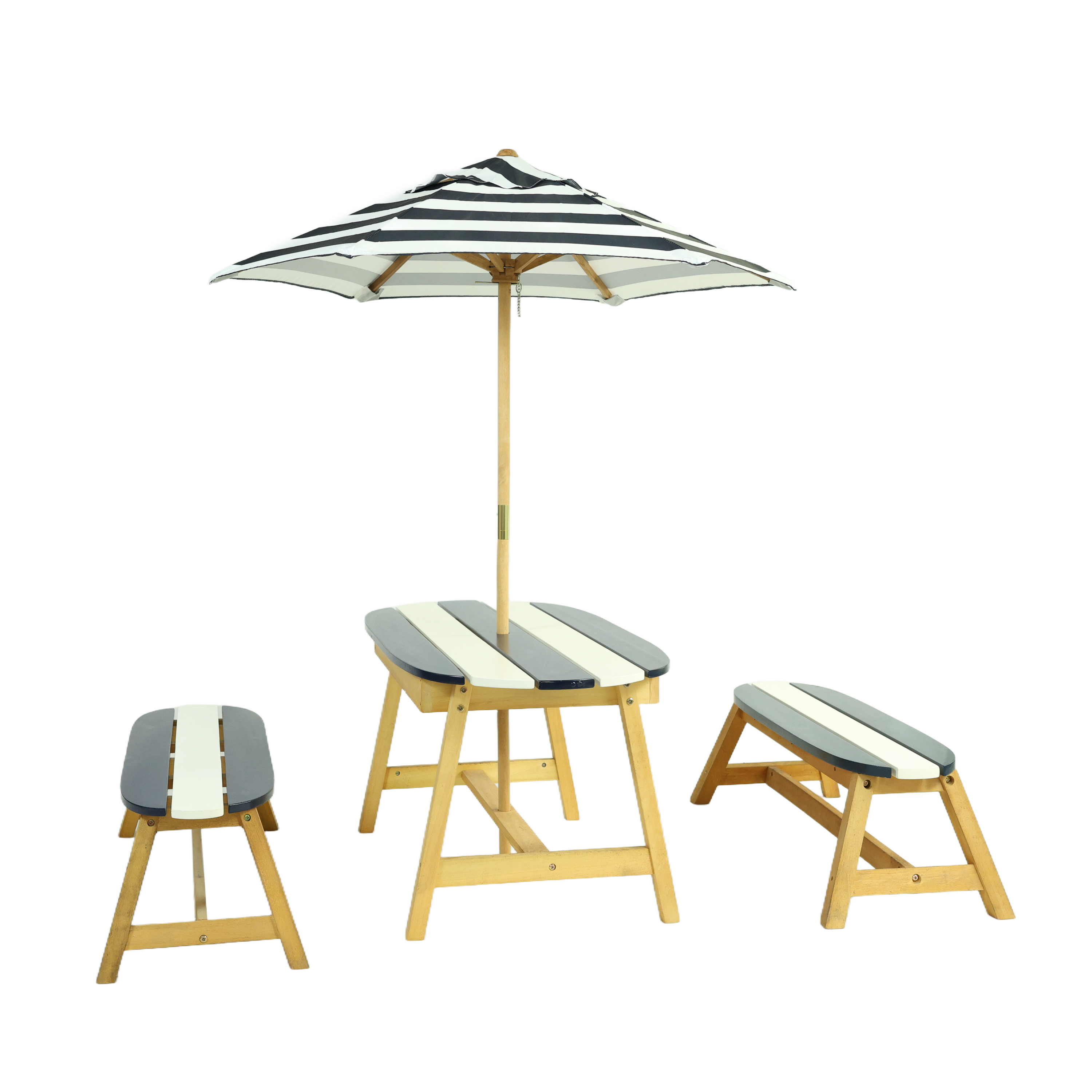 Naturally Playful Kids Picnic Table With  Umbrella, Indoor Outdoor Toys-Dark Blue