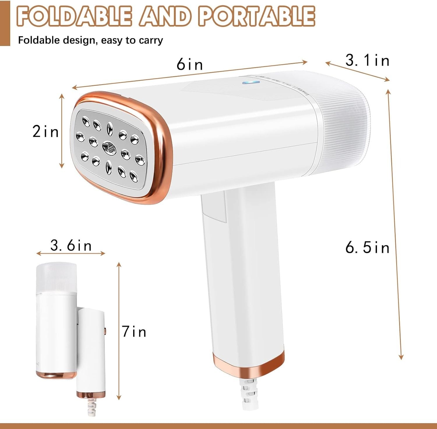 Support Pan European-Steam Iron Steam Brush Steam Iron 10 00W Steamer Foldable Portable White