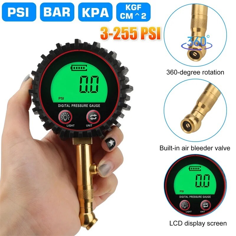 Support Pan European：Digital Tire Pressure Gauge Certified Air Pressure Tester Tire Inflator Manometer -DHL