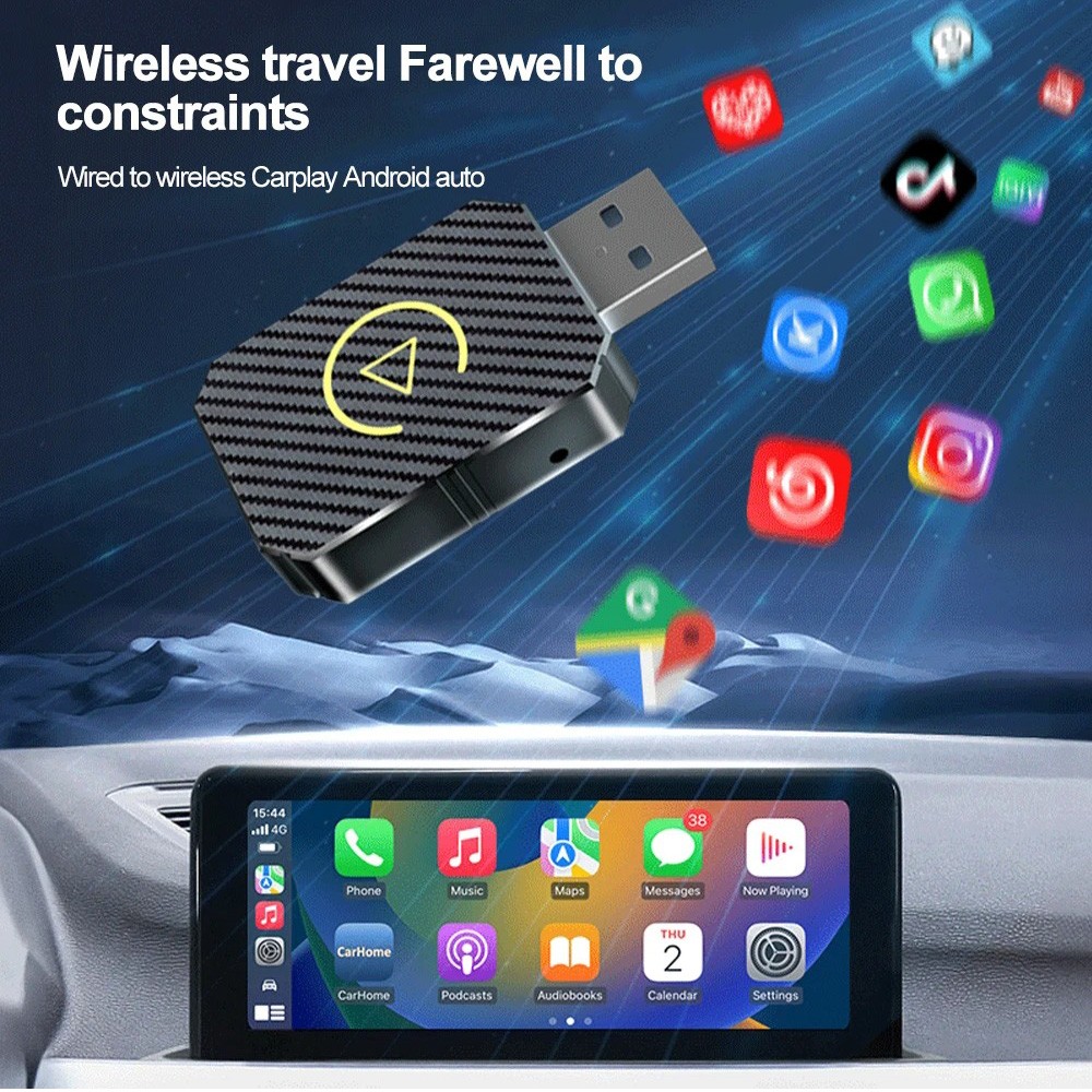 Support Pan European：Wireless CarPlay Android Auto Adapter 2in1 Plug Play For IOS Android - DHL