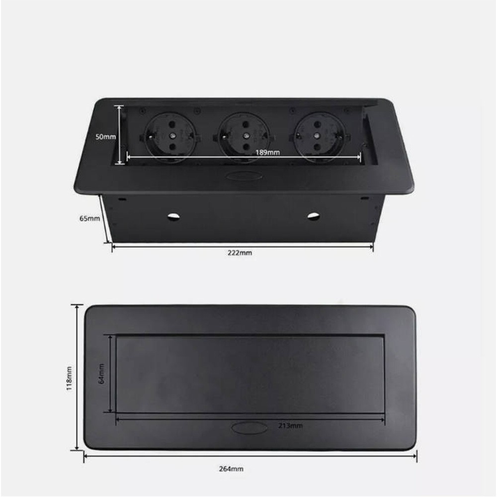 Support Pan European：3-IN-1 USB Built-in Socket Table Socket Kitchen Wall Recessed VDE BLACK DHL