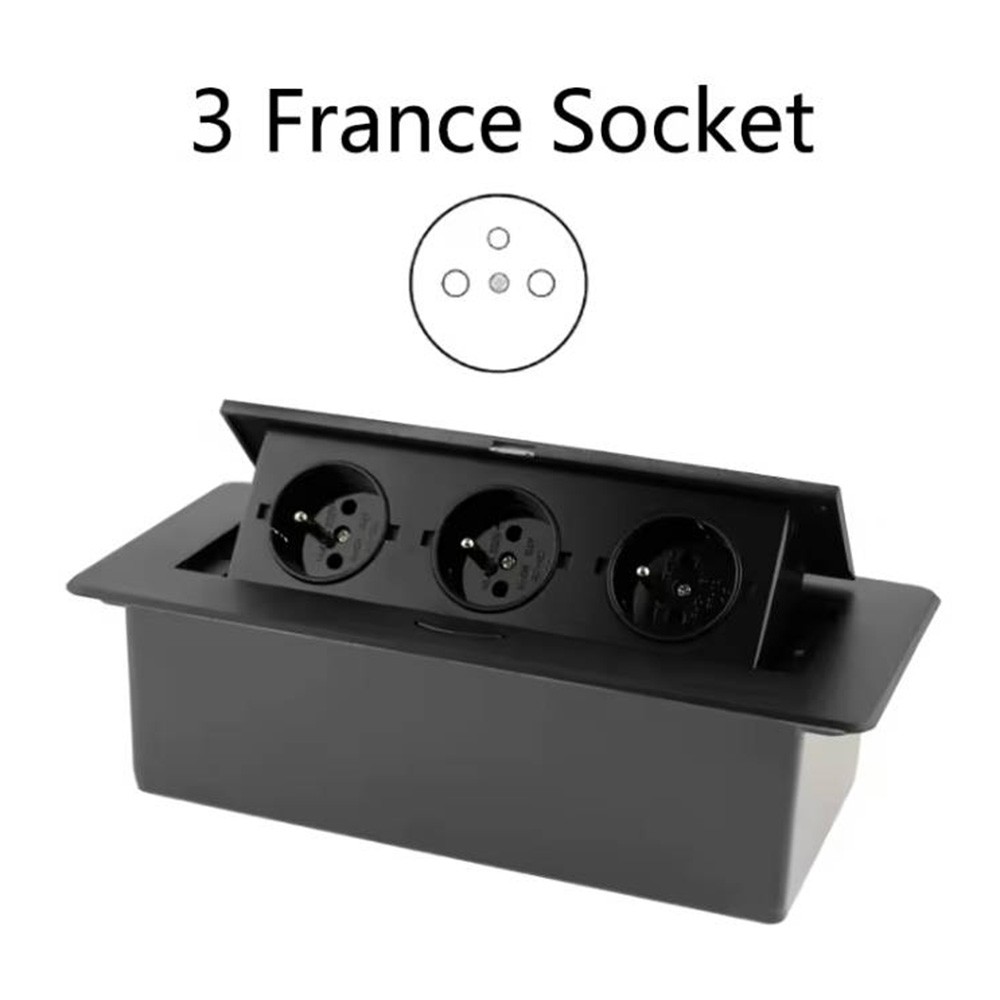 Support Pan European：3-IN-1 USB Built-in Socket Table Socket Kitchen Wall Recessed VDE BLACK DHL
