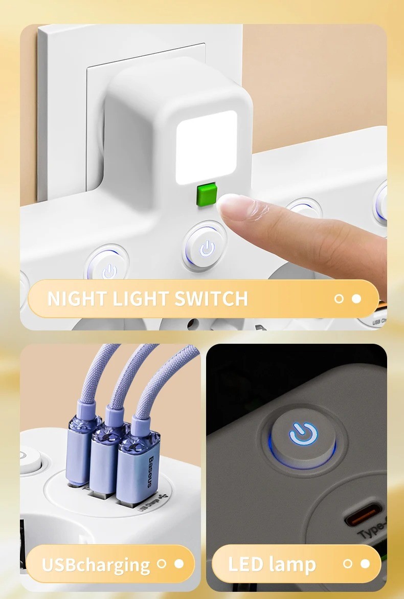 Support Pan European-4-Way EU Socket Multi-Plug Power Strip Adapter With USB  2-3 Days