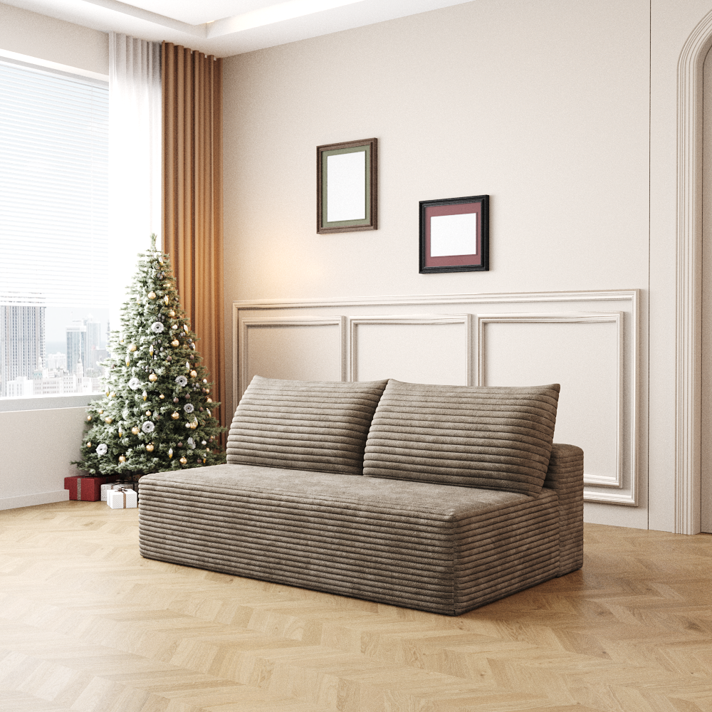 Cloud Sectional Couch,Modern Modular Sofa With Deep Seat, Upholstered Couches For Living Room Bedroom,No Assembly Required,Camel  Plush Corduroy Fabric