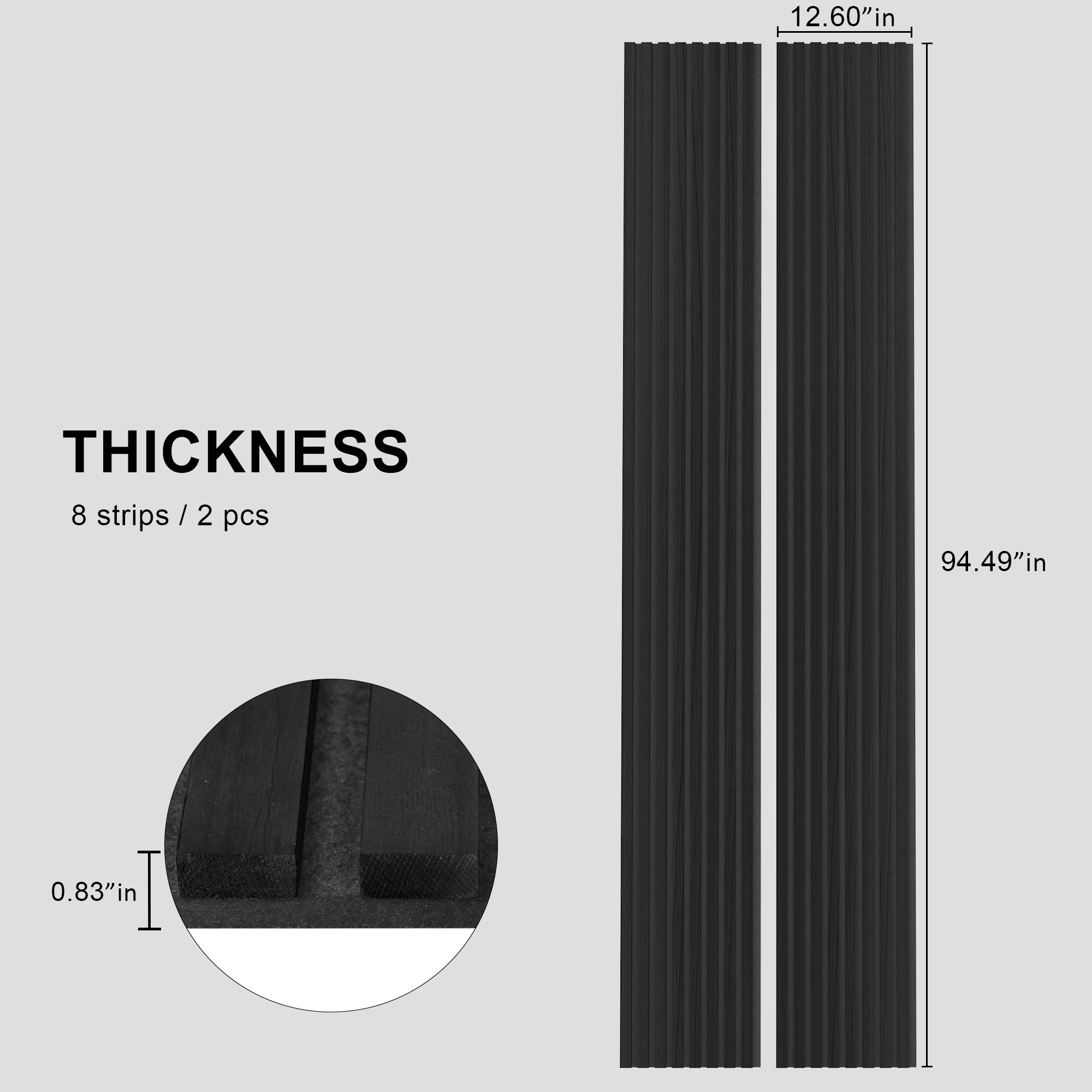 2 Pack Acoustic Solid Wood Wall Panels, 94.49  X 12.6  Soundproof Wall Panels, Wood Slat Wall Panels For Wall Decor