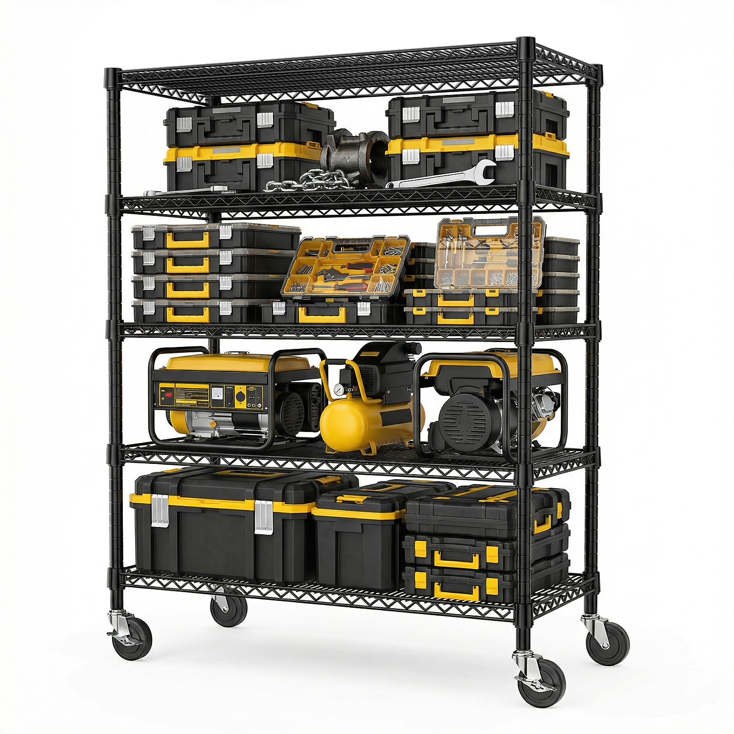 Garage Shelving 5 Tier Industrial Metal Shelving Units For Commercial, Basement, Pantry, Warehouse, School, Black Heavy Duty Easy Assembly 23.6  D X 53.2  W X 73.6  H - Image 1