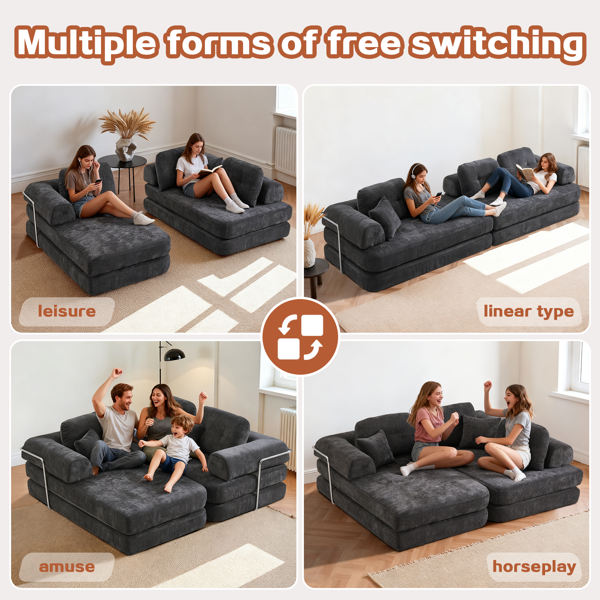 104 Boneless Sofa — Sectional Compressed Couch with Chaise — photo 5