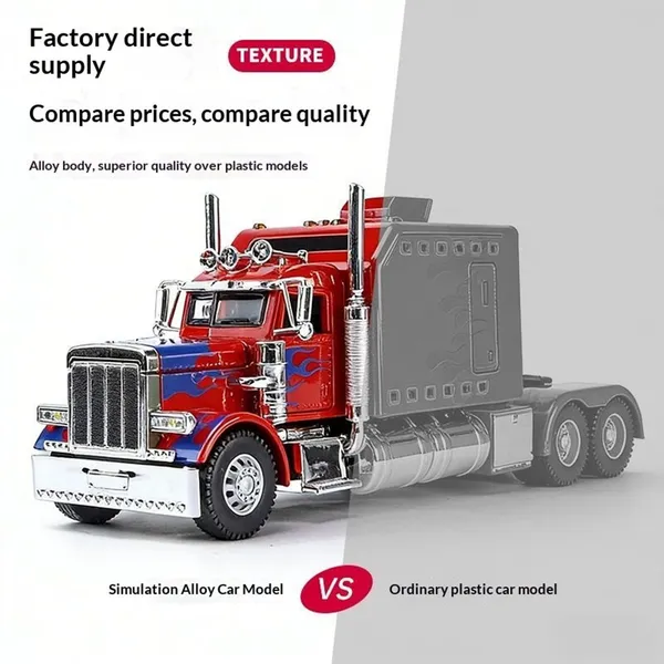 Semi Truck Toys For Boy Heavy Trucks,Metal Diecast Trucks Model Pull Back Cars With Light And Sound,Truck And Trailer Toys For Boys,Toy Trucks For Boys Age 4-8