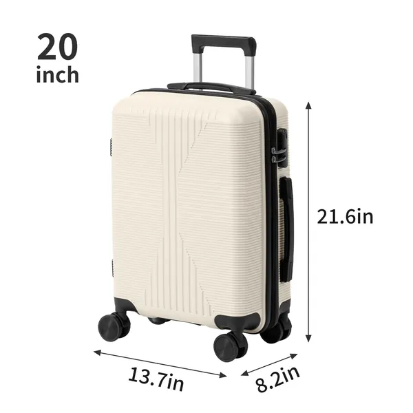 Non-TSA Customs Lock 3-in-1 PP Trolley Case, 20in, 24in, 28in, PP Off-white