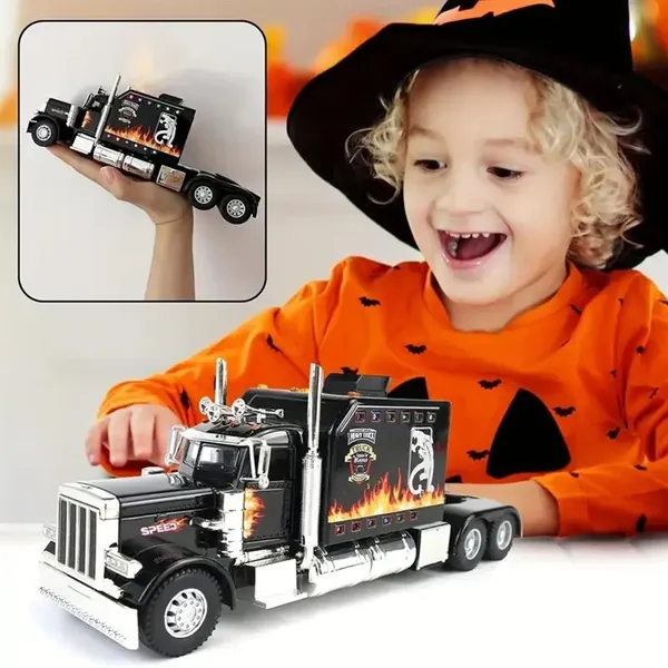 Semi Truck Toys For Boy Heavy Trucks,Metal Diecast Trucks Model Pull Back Cars With Light And Sound,Truck And Trailer Toys For Boys,Toy Trucks For Boys Age 4-8