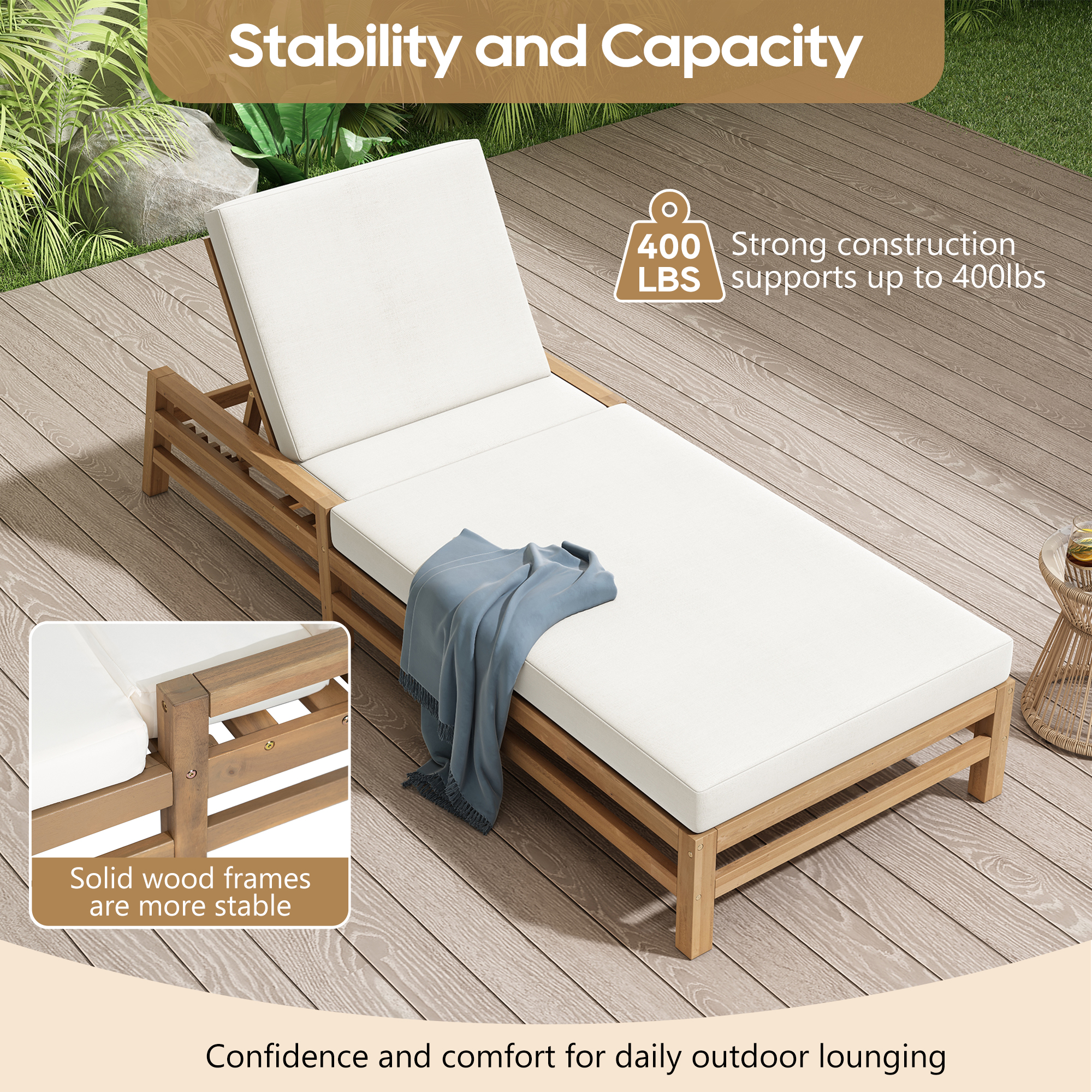 Acacia Wood Chaise Lounge, picture 3 of 4