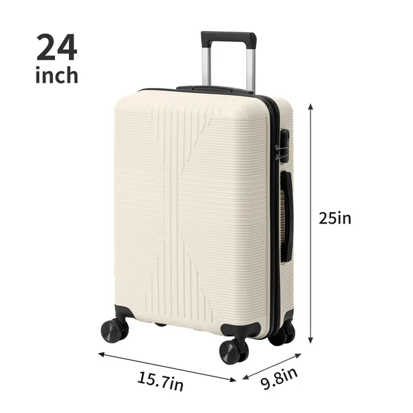 Non-TSA Customs Lock 3-in-1 PP Trolley Case, 20in, 24in, 28in, PP Off-white