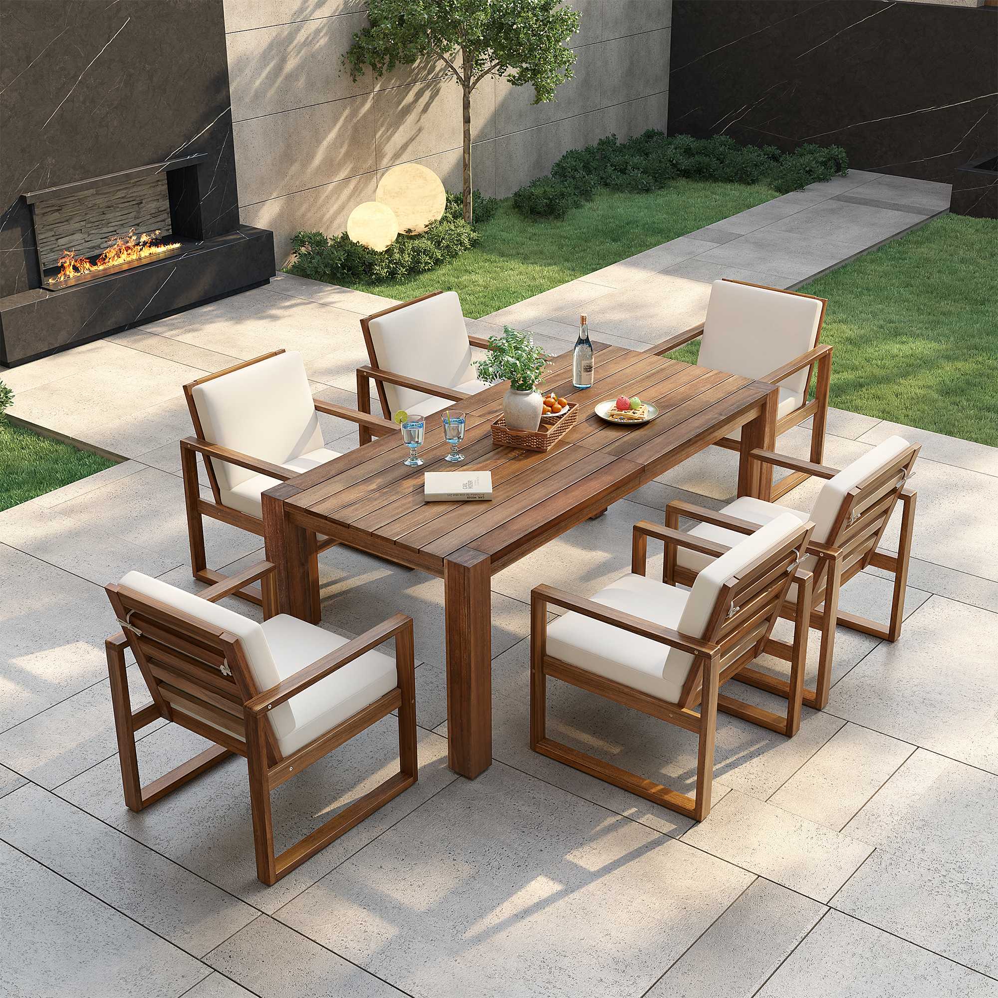TREXM Patio Table and Chairs Set Outdoor Dining Set for 6 — photo 3