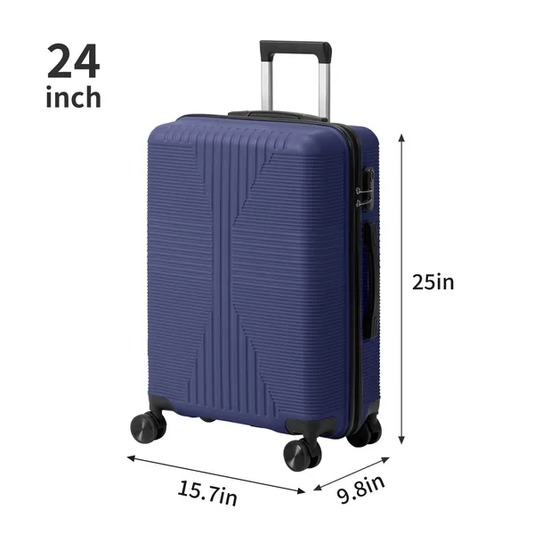 Non-TSA Customs Lock 3-in-1 PP Trolley Case, 20in, 24in, 28in, PP, Navy Blue