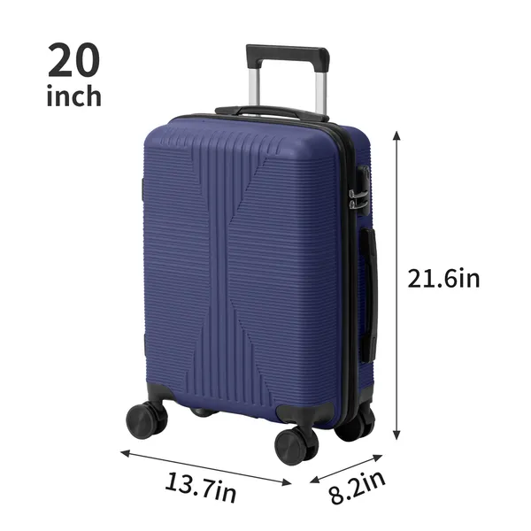 Non-TSA Customs Lock 3-in-1 PP Trolley Case, 20in, 24in, 28in, PP, Navy Blue