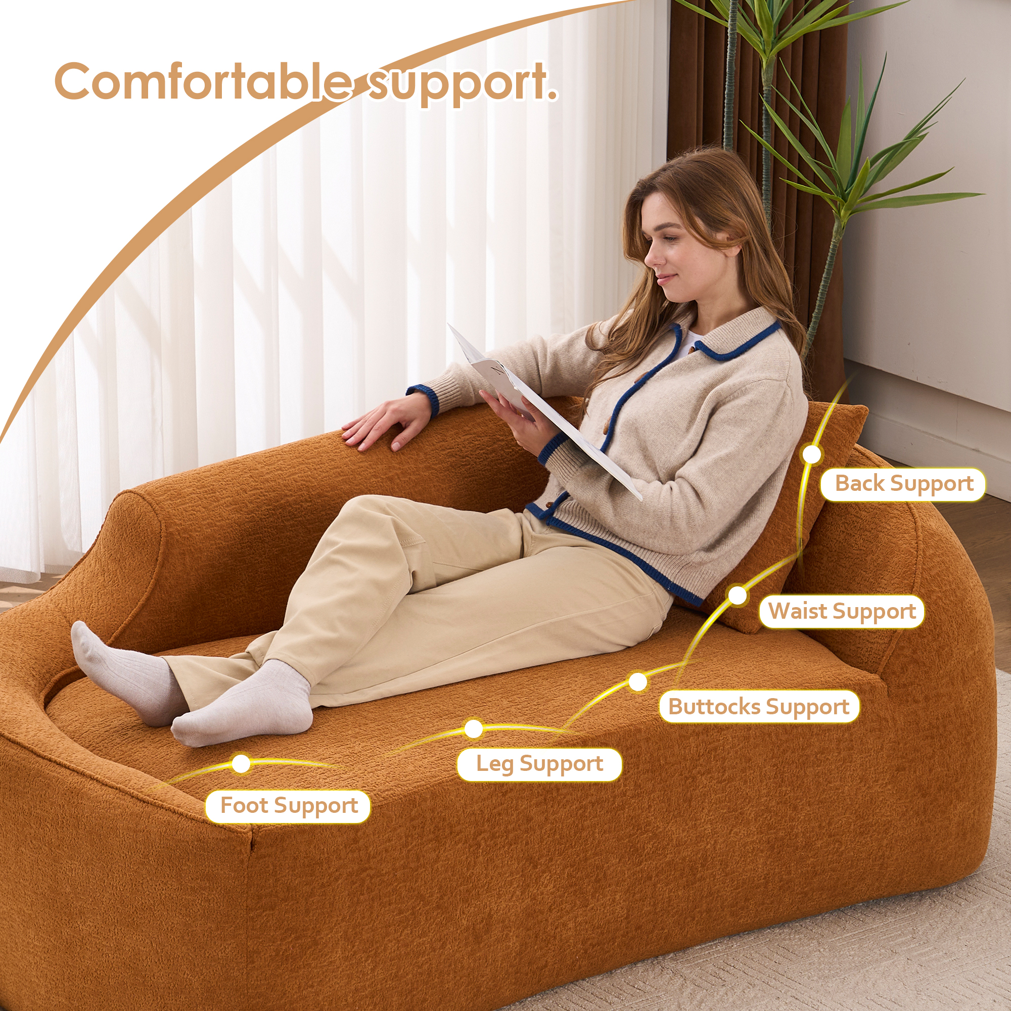 Chenille Chaise Longue Chair, picture 3 of 4