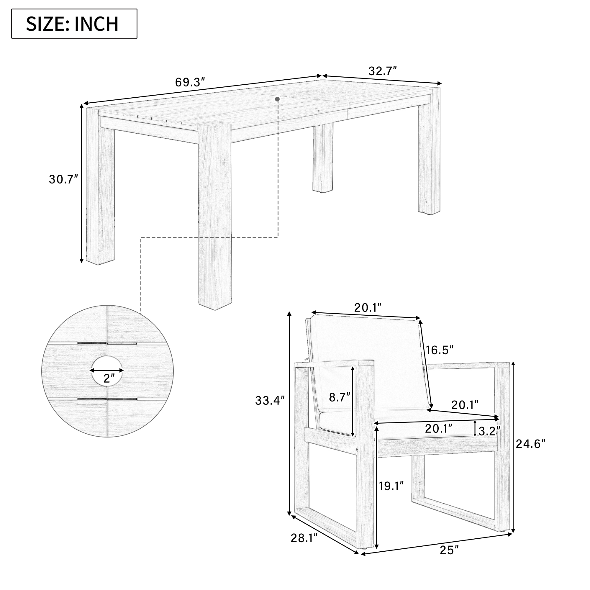 TREXM Patio Table and Chairs Set Outdoor Dining Set for 6 — photo 4