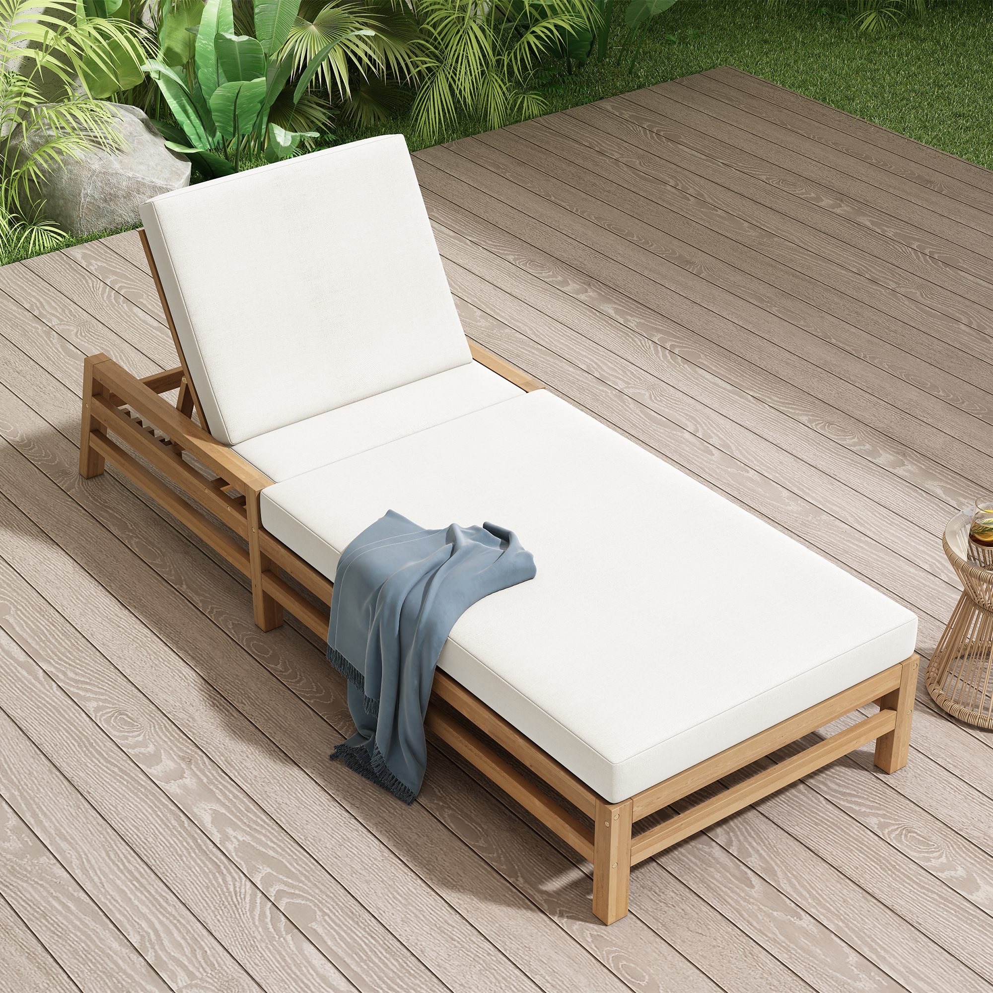 Acacia Wood Chaise Lounge