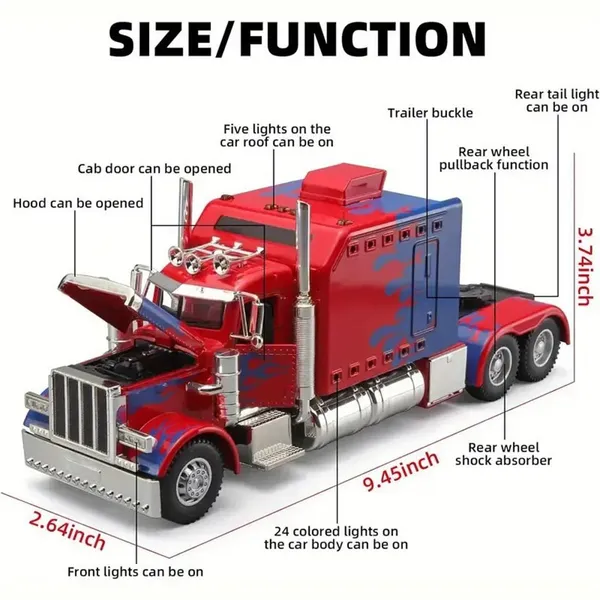 Semi Truck Toys For Boy Heavy Trucks,Metal Diecast Trucks Model Pull Back Cars With Light And Sound,Truck And Trailer Toys For Boys,Toy Trucks For Boys Age 4-8