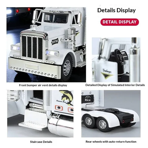 Semi Truck Toys For Boy Heavy Trucks,Metal Diecast Trucks Model Pull Back Cars With Light And Sound,Truck And Trailer Toys For Boys,Toy Trucks For Boys Age 4-8