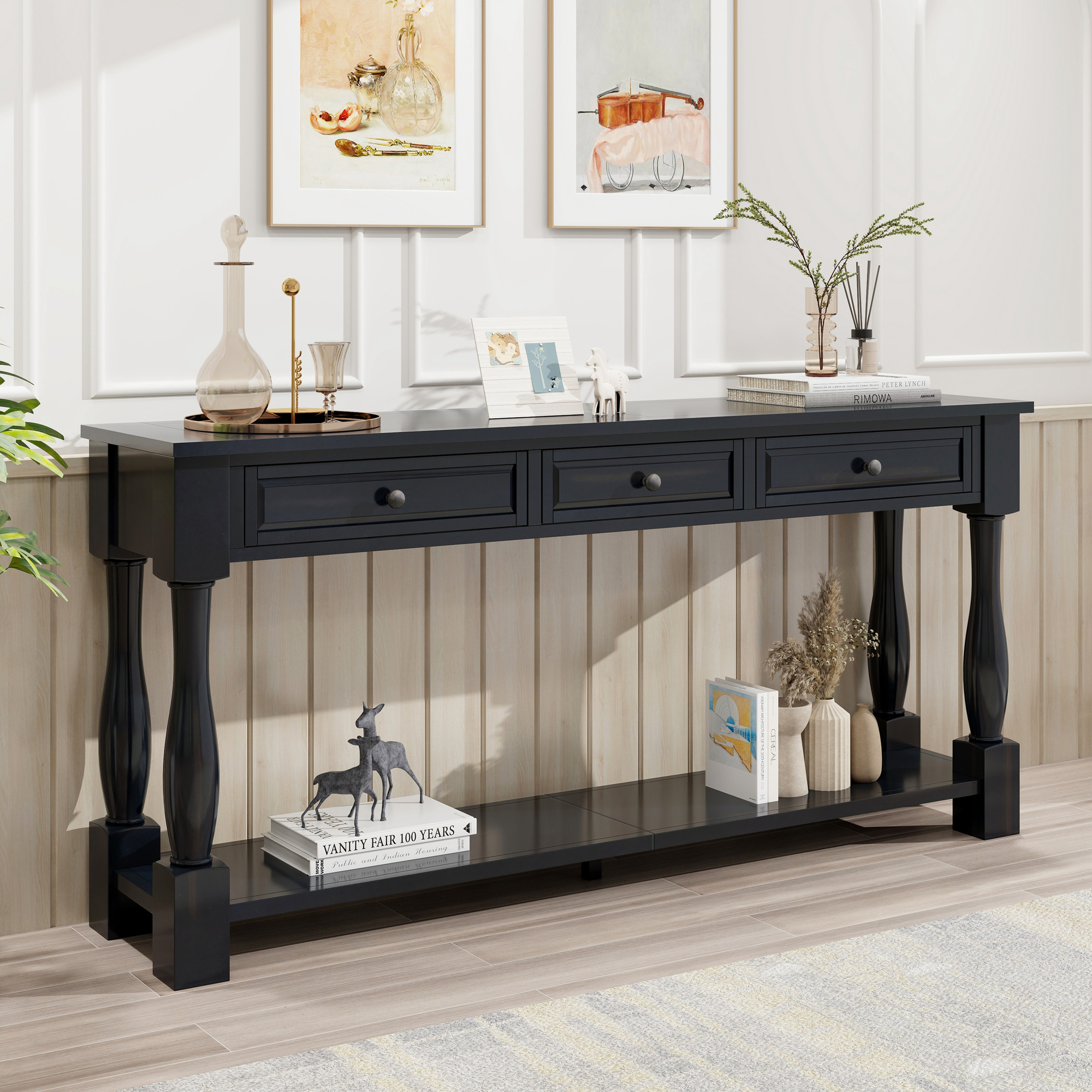 Wood Console Table with Drawers, picture 3 of 4