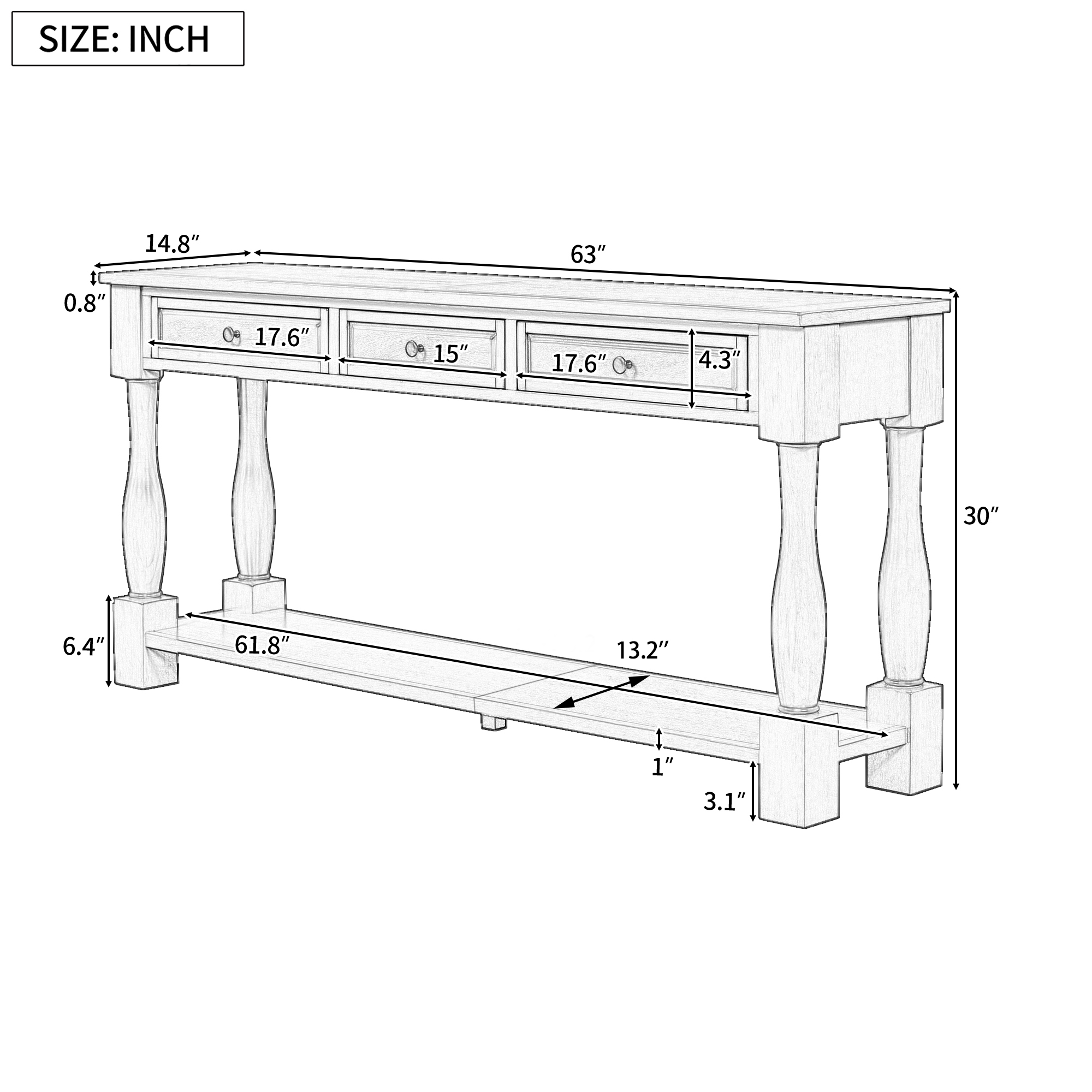 Console Table with Drawers and Shelf, picture 4 of 4