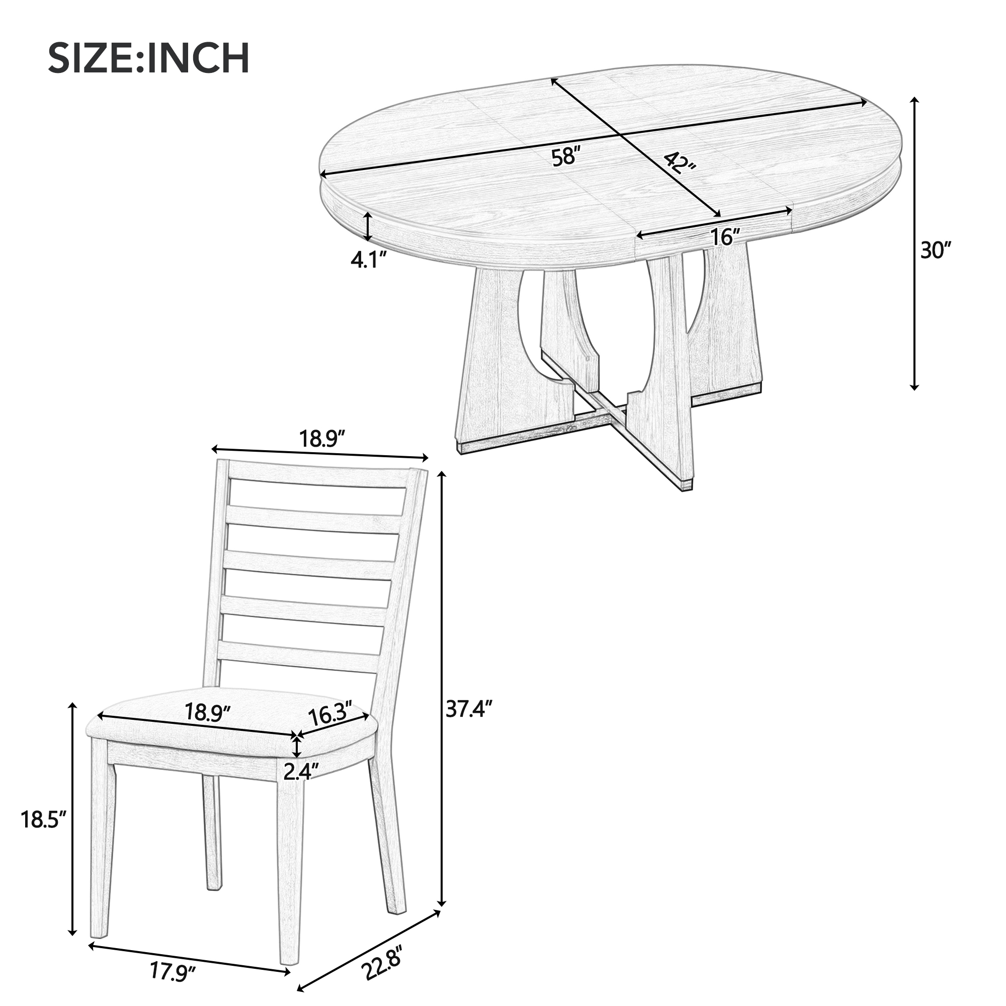 TREXM Round Dining Table for 4 with Chairs Set Extendable Dining — photo 2