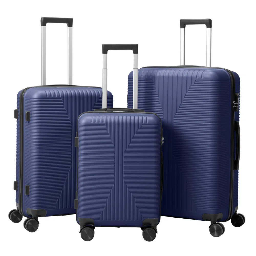 Non-TSA Customs Lock 3-in-1 PP Trolley Case, 20in, 24in, 28in, PP, Navy Blue