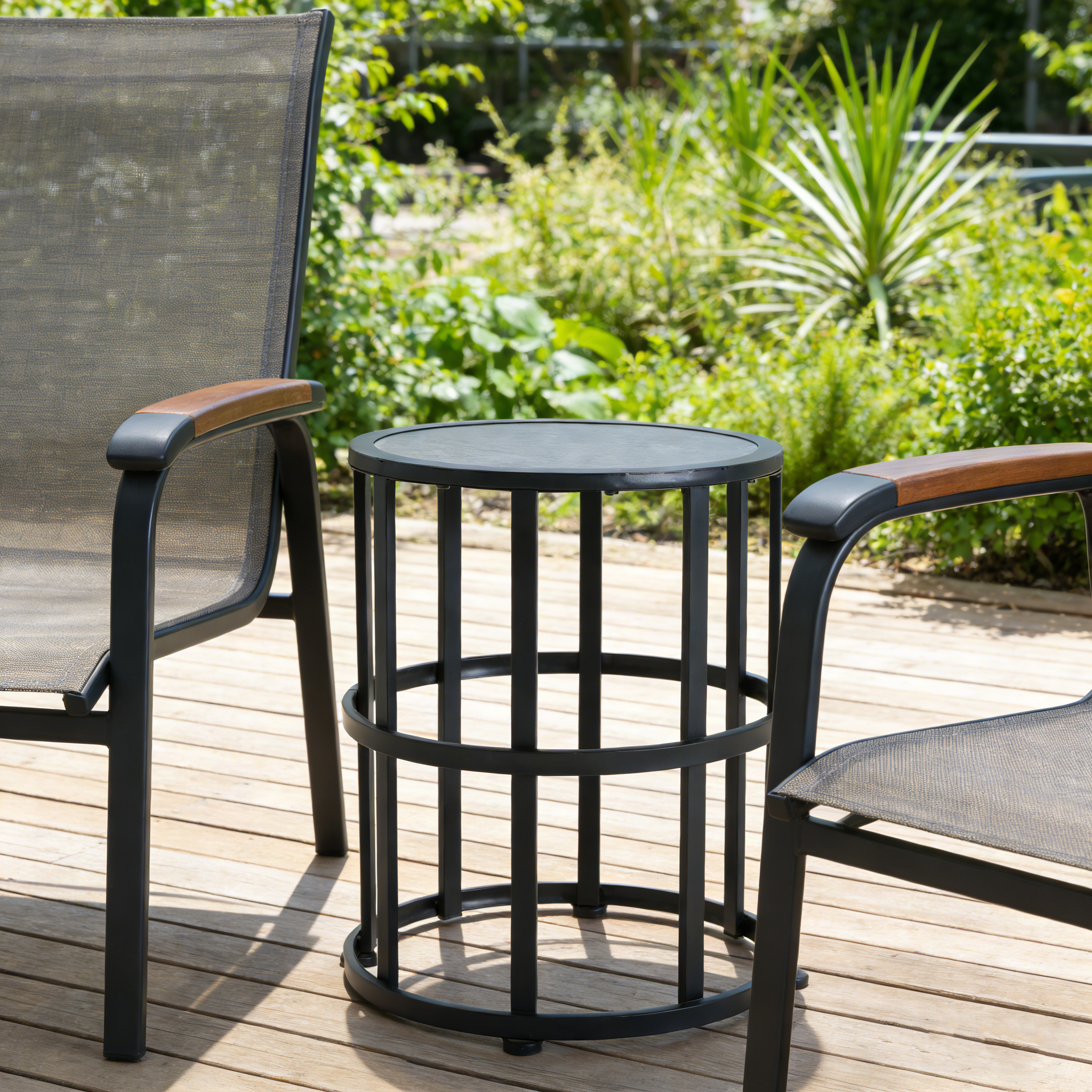 Ceramic Tile Side Table With Powder Coated Iron Frame - Lightweight & Weatherproof Patio Accent_voghion.com