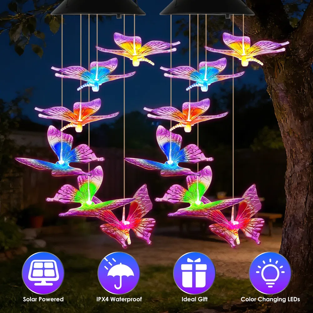 Solar Butterfly Wind Chime 7 Color Changing Wind Chime For Outside IPX4 Waterproof Outdoor Garden Yard Decor — foto 5