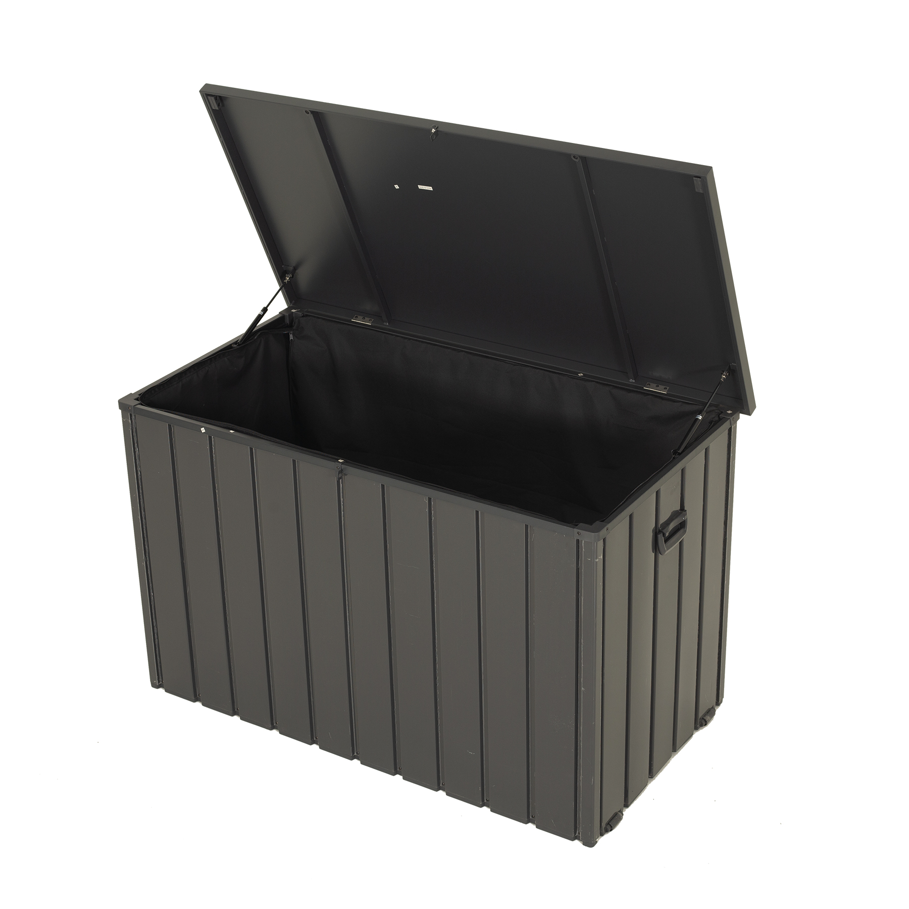 Outdoor Storage Box, 120 Gallon Metal Deck Box Built-in A Oxford Fabric Storage Bag, Lockable & Waterproof Outside Patio Storage Box For Cushions, Pillows, Tools, Pool Floats- Gray - Image 1