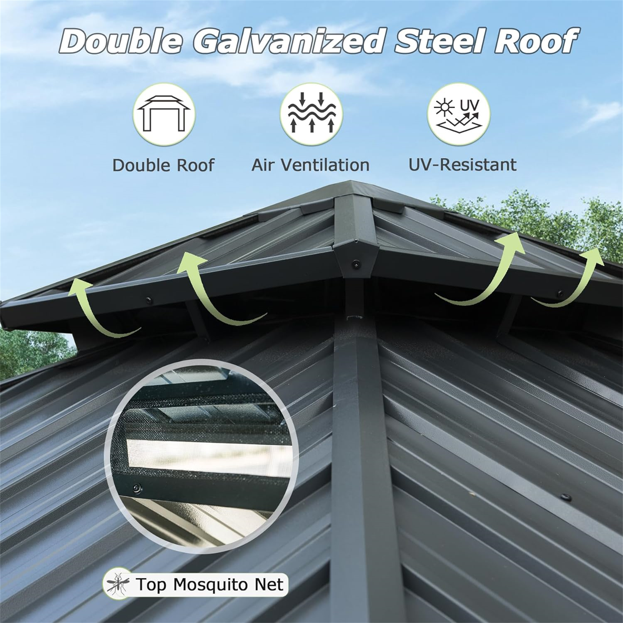 10  X 10  Hardtop Gazebo, Aluminum Metal Gazebo With Galvanized Steel Double Roof Canopy, Curtain And Netting, Permanent Gazebo Pavilion For Patio, Backyard, Deck, Lawn