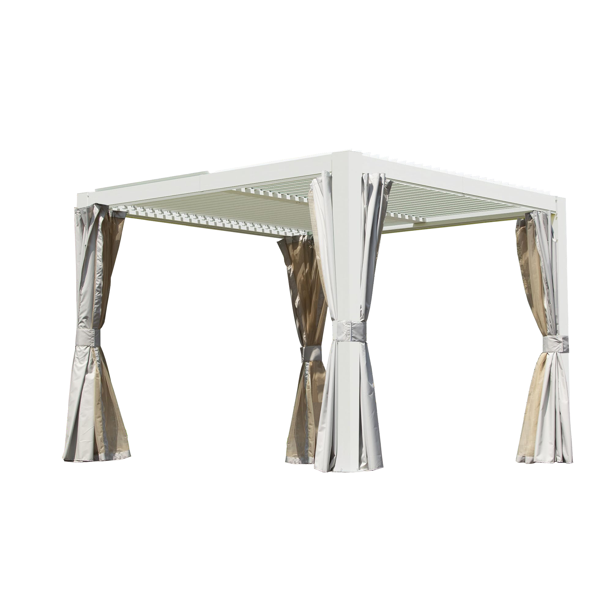 10x10 FT Outdoor Louvered Pergola With Adjustable Louvers-White