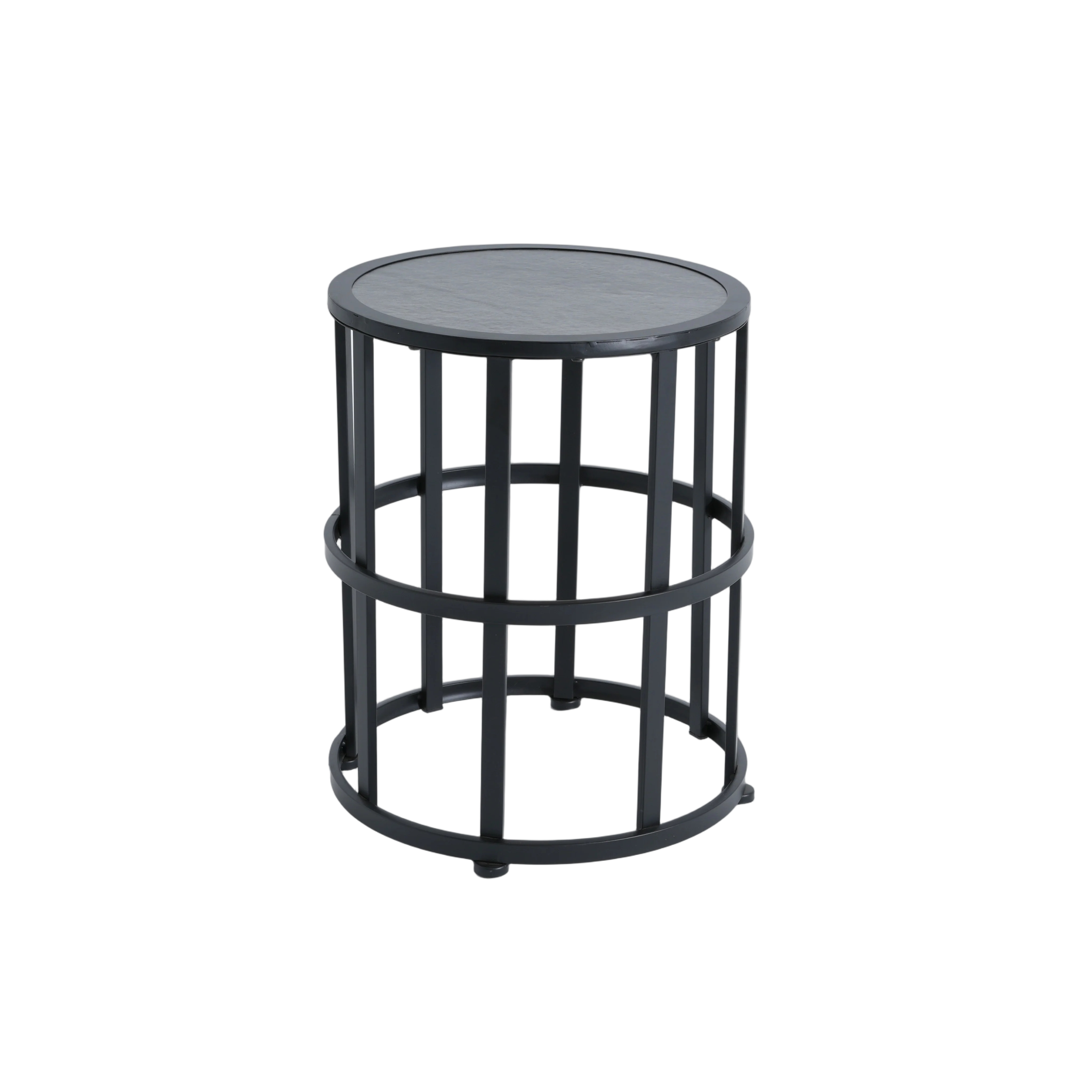 Ceramic Tile Side Table With Powder Coated Iron Frame - Lightweight & Weatherproof Patio Accent_voghion.com