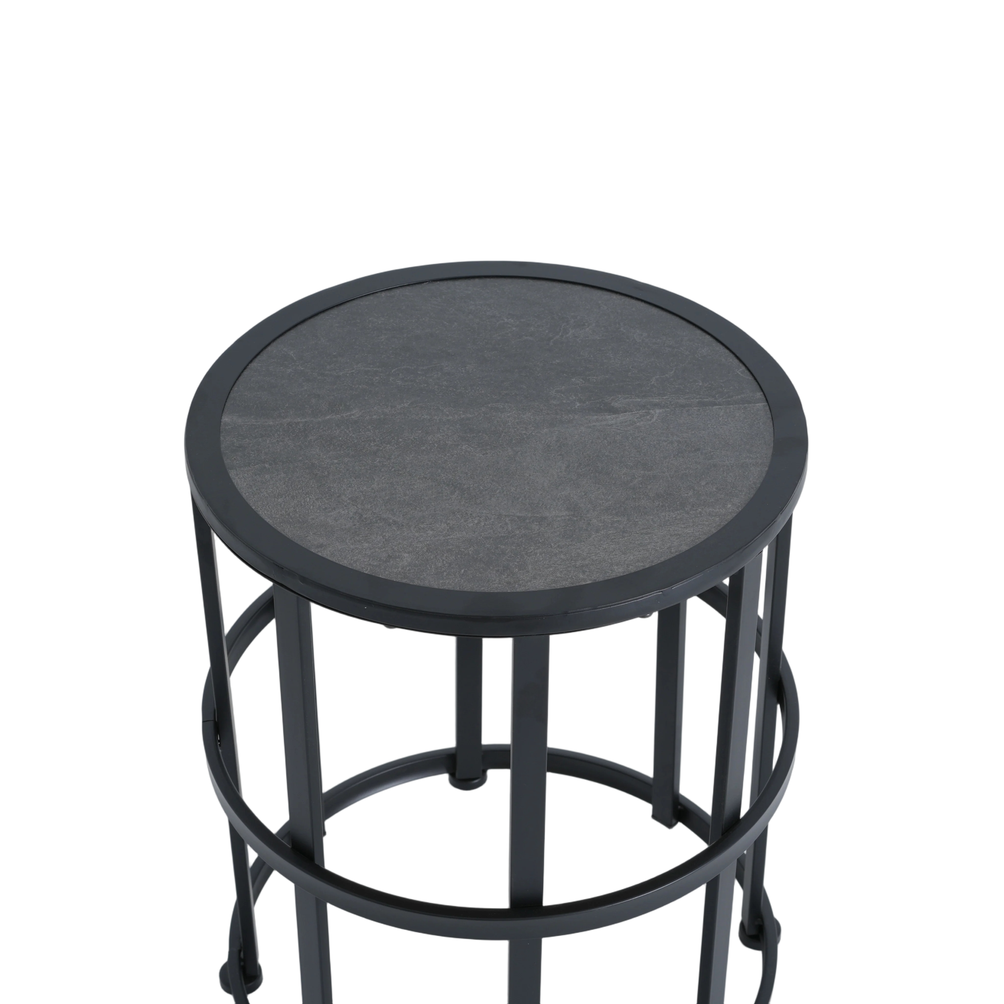 Ceramic Tile Side Table With Powder Coated Iron Frame - Lightweight & Weatherproof Patio Accent_voghion.com