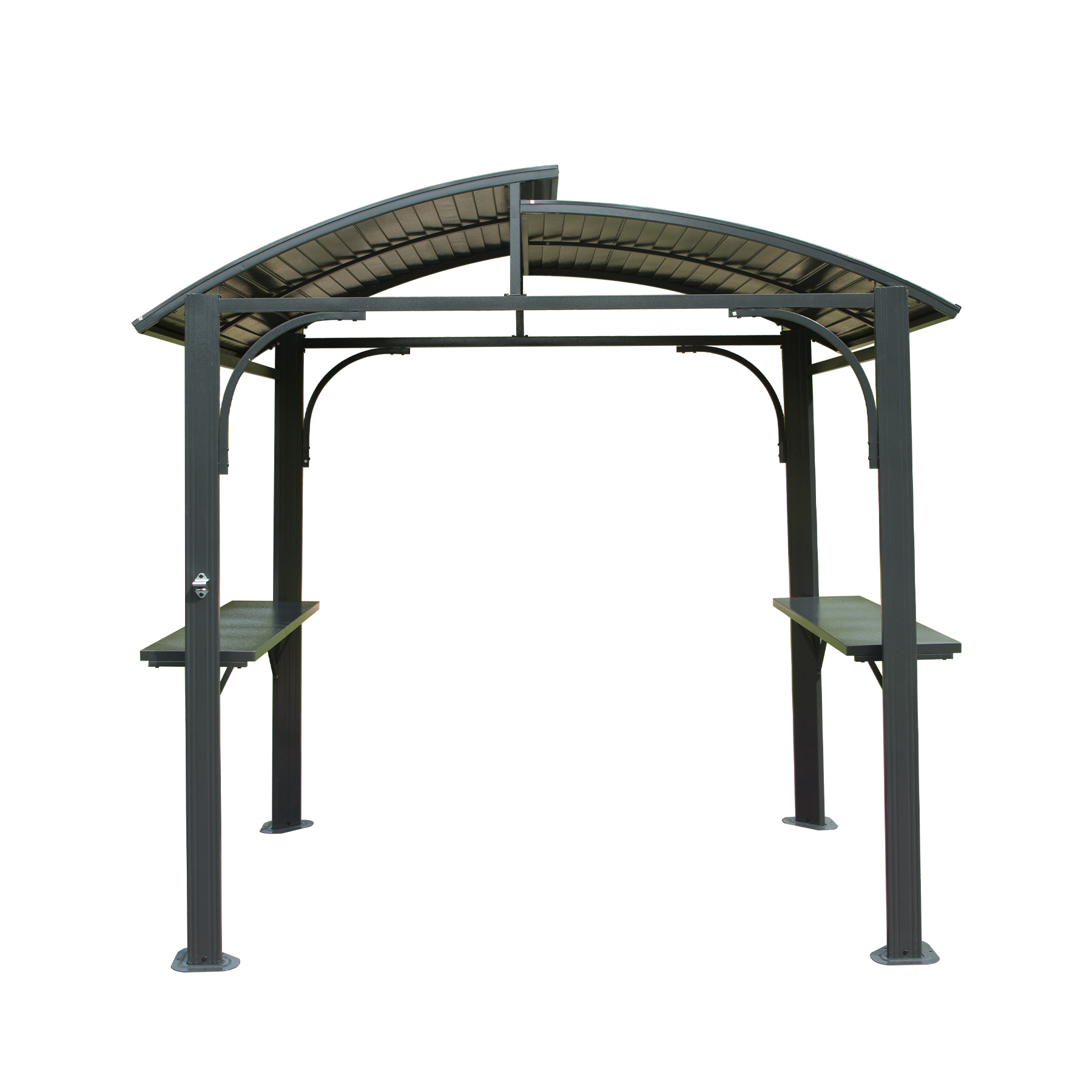 8x5FT  Arc Roof, Grill Canopy For Outdoor Grill W Double Galvanized Steel Roof And 2 Side Shelves, BBQ Gazebo Grill Tent For Patio Garden Backyard, Grey