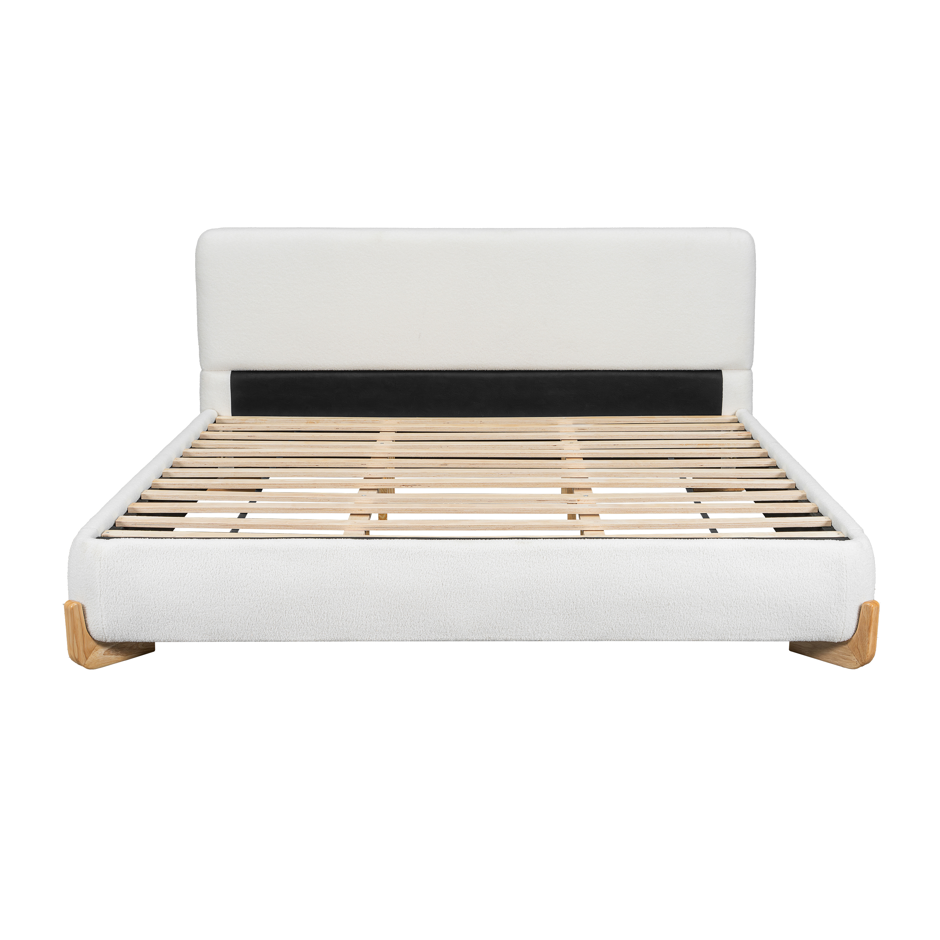 Elegant Boucle Upholstered Bed, A Luxurious And Comfortable Bedroom Centerpiece, King Size, White