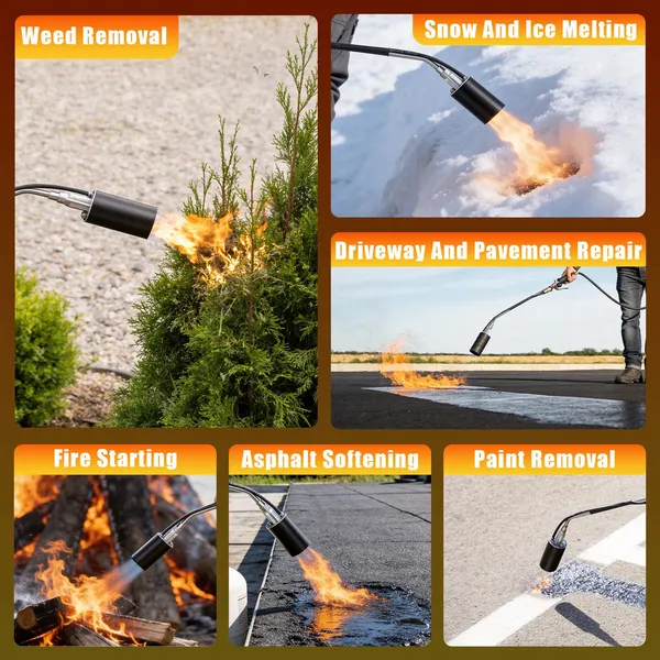 180,000 BTU Propane Weed Torch Heavy Duty Weed Burner Flame Weeder With 10FT Hose Piezo Ignition Adjustable Flame Control For Weeds Ice Snow Asphalt Fire Starting Propane Tank Not Included — foto 6