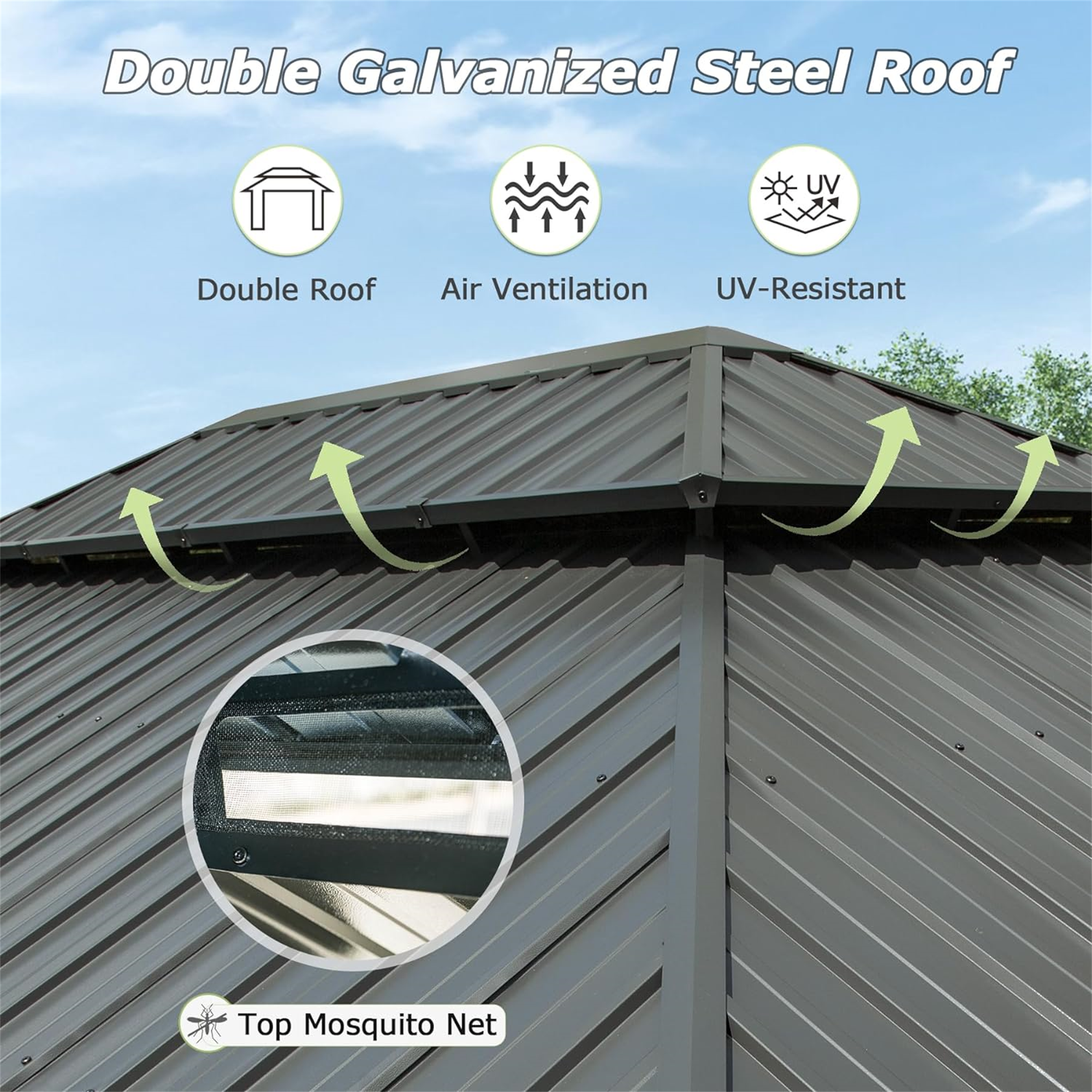 12  X 18  Hardtop Gazebo, Aluminum Metal Gazebo With Galvanized Steel Double Roof Canopy, Curtain And Netting, Permanent Gazebo Pavilion For Patio, Backyard, Deck, Lawn
